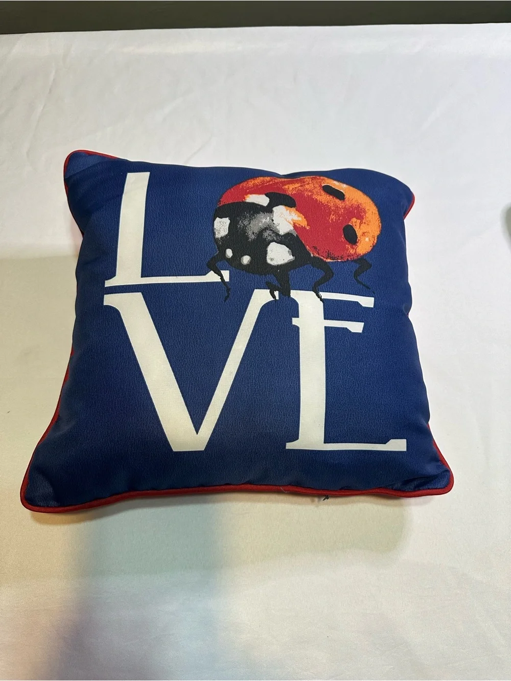 Love Ladybug Navy Decorative outdoor/indoor washable Throw Pillow -set of 2